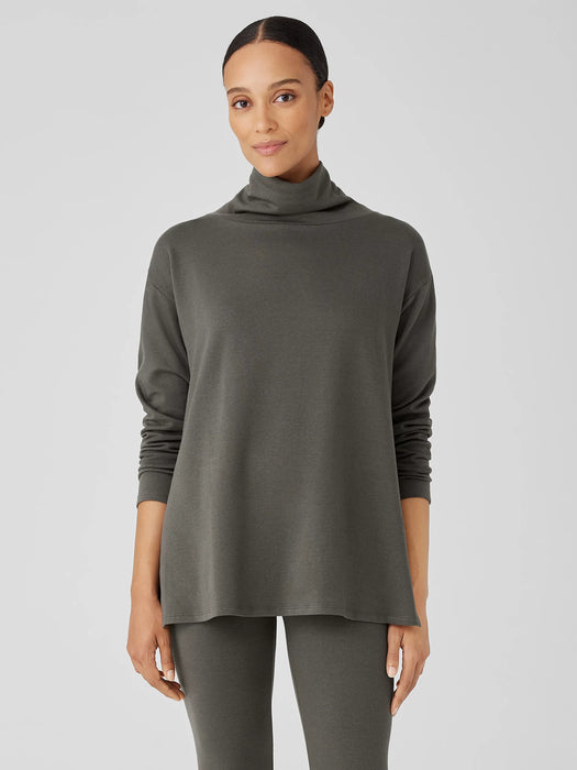 Cozy Brushed Terry Hug Funnel Neck Long Top
