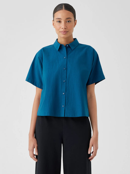 Washed Organic Cotton Poplin Short-Sleeve Shirt