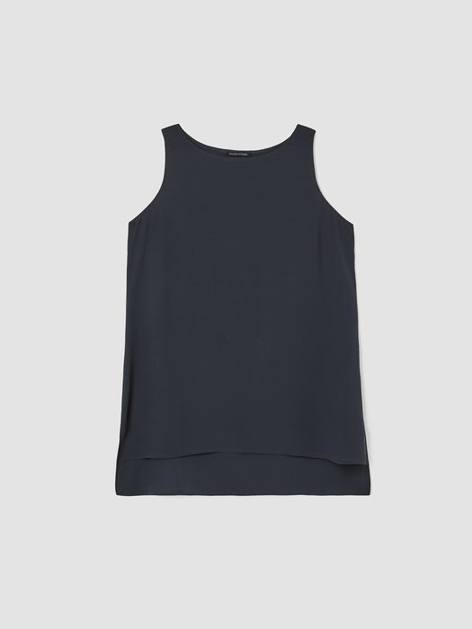 Silk Georgette Crepe Bateau Neck Tank