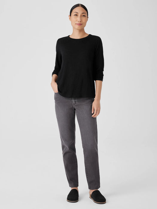 Organic Linen Jersey Crew Neck Top