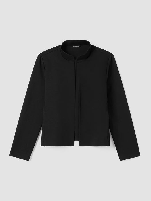 Cotton Blend Ponte Stand Collar Jacket