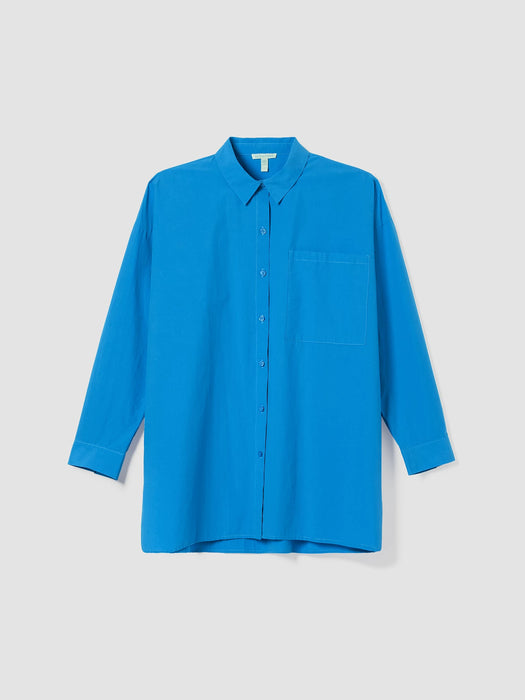 Washed Organic Cotton Poplin Classic Collar Long Shirt