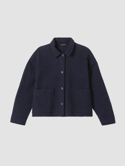 Lightweight Boiled Wool Classic Collar Jacket in Regenerative Wool