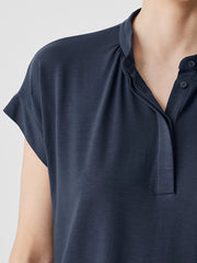 Fine Jersey Band Collar Top