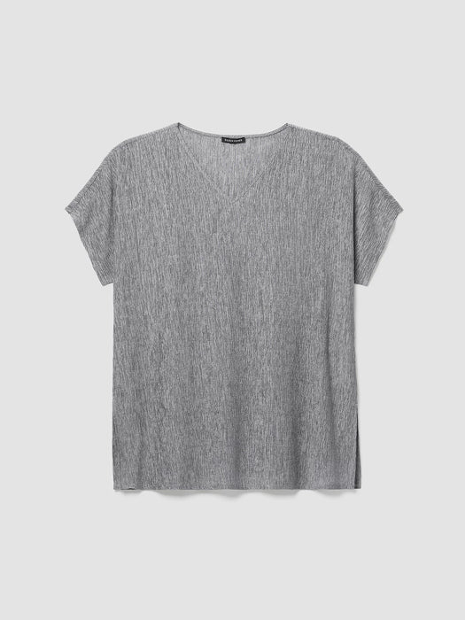 Woven Pliss&eacute; V-Neck Top