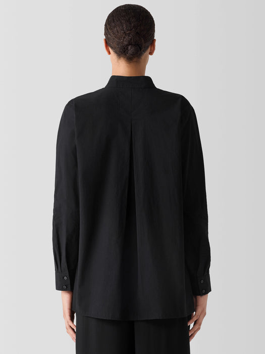 Washed Organic Cotton Poplin Stand Collar Top