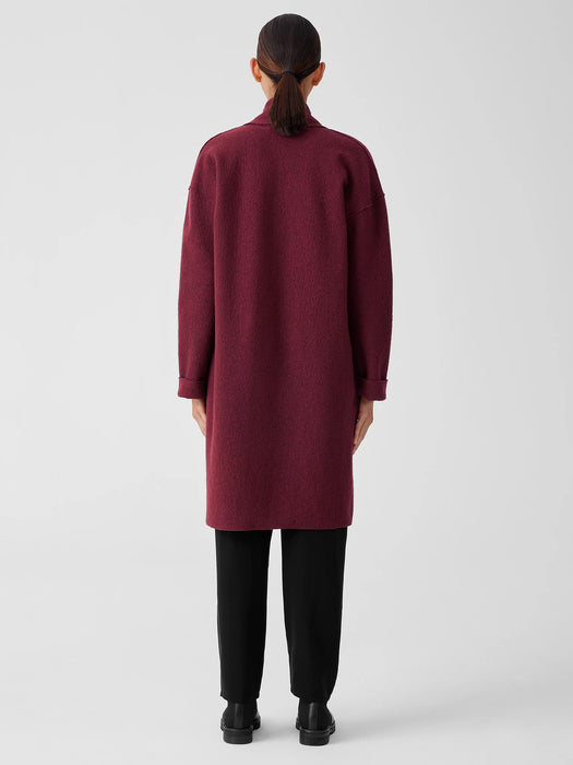Lightweight Boiled&nbsp;Wool High Collar Coat in Regenerative Wool