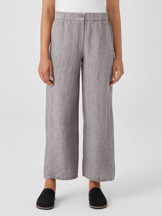 Washed Organic Linen D&eacute;lav&eacute; Wide Trouser Pant