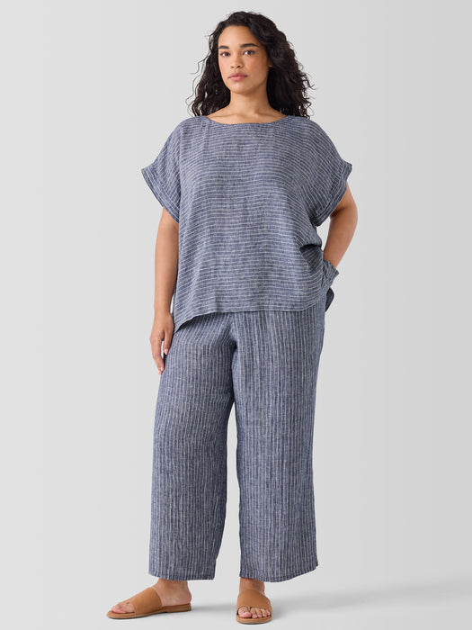 Puckered Organic Linen Wide-Leg Pant