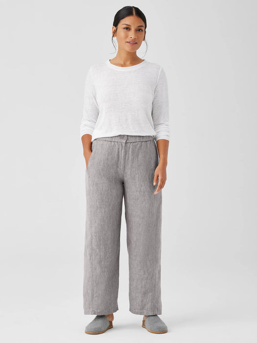 Washed Organic Linen D&eacute;lav&eacute; Wide Trouser Pant