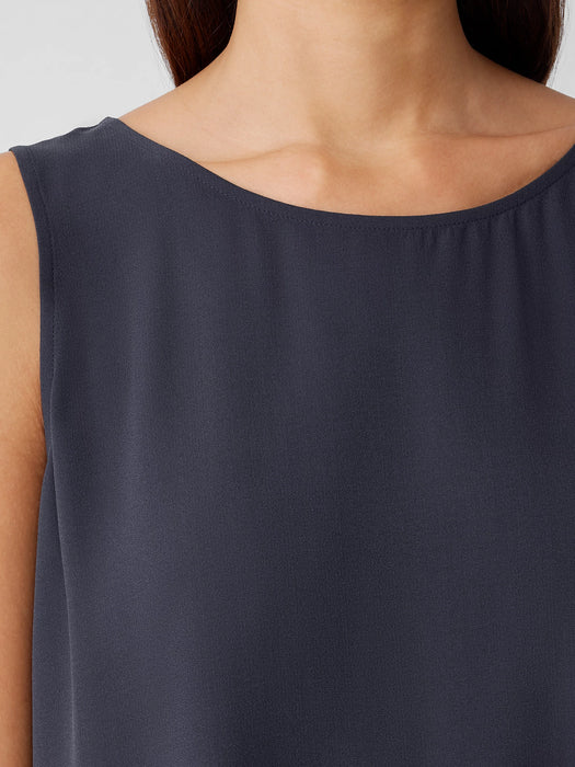 Silk Georgette Crepe&nbsp;Ballet Neck Long Tank