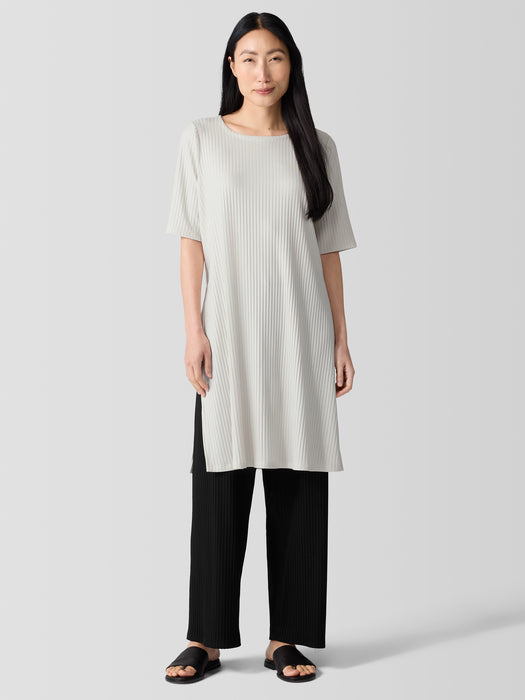 Textured Stretch Rib Ballet Neck Top