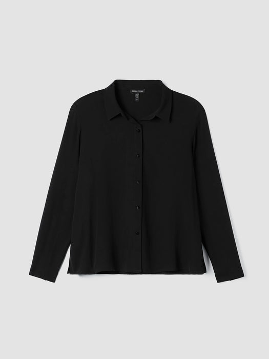 Silk Georgette Crepe Classic Collar Shirt