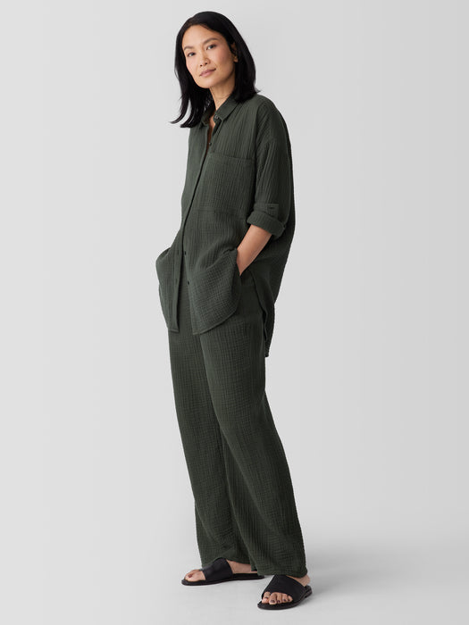 Organic Cotton Lofty Gauze Classic Collar Long Shirt