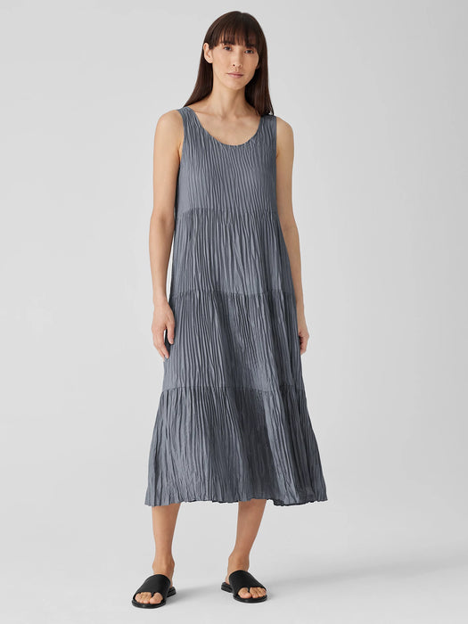 Crushed Silk Tiered Dress