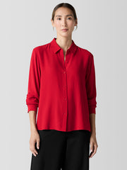 Silk Georgette Crepe Classic Collar Shirt