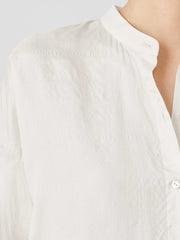 Washed Silk Tussah Mandarin Collar Shirtdress
