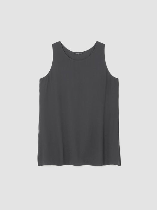 Silk Georgette Crepe&nbsp;Ballet Neck Long Tank