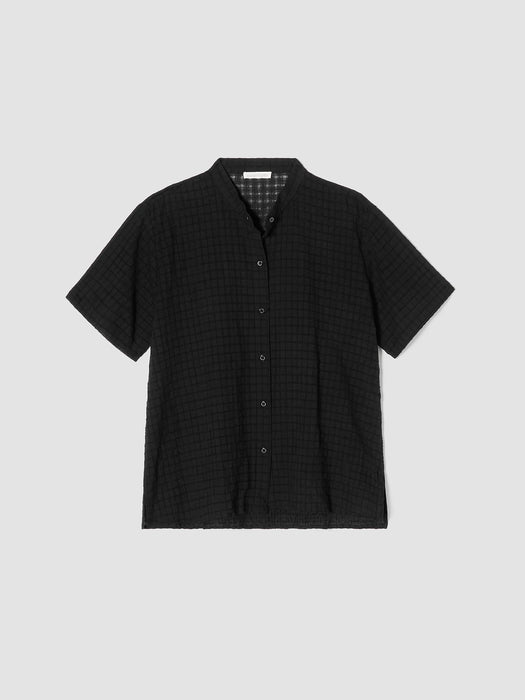 Organic Cotton Voile Box Band Collar Shirt