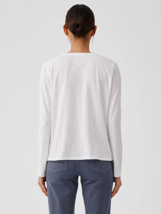 Organic Cotton Slubby Jersey V-Neck Top
