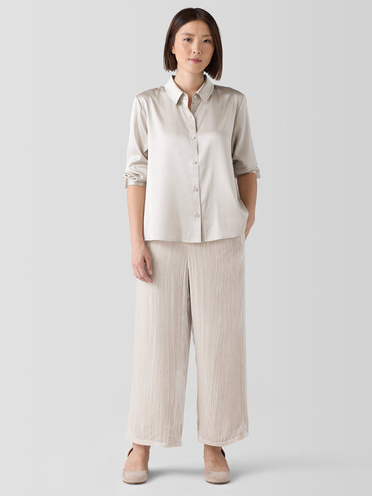 Stretch Silk Charmeuse&nbsp;Classic Collar Shirt