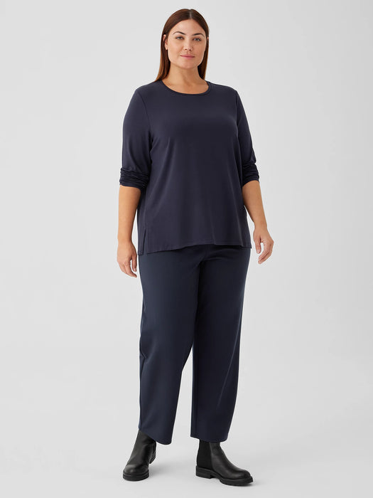 Stretch Jersey Knit Crew Neck Top