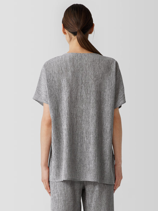 Woven Pliss&eacute; V-Neck Top