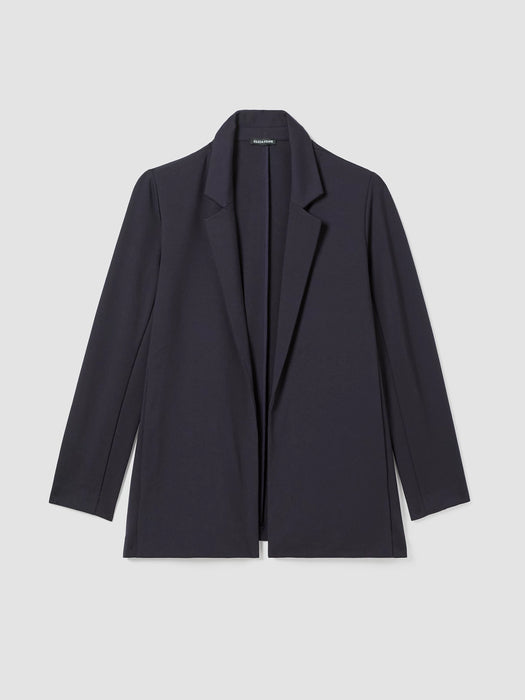 Washable Flex Ponte Notch Collar Long Blazer