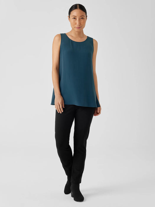 Silk Georgette Crepe&nbsp;Ballet Neck Long Tank