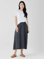 Washed Organic Linen D&eacute;lav&eacute; Cargo Skirt