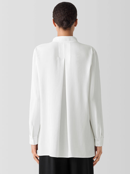 Silk Georgette Crepe Stand Collar Top
