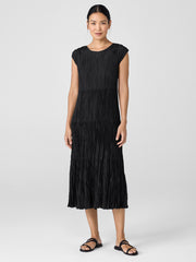 Crushed Silk Jewel Neck&nbsp;Tiered Dress