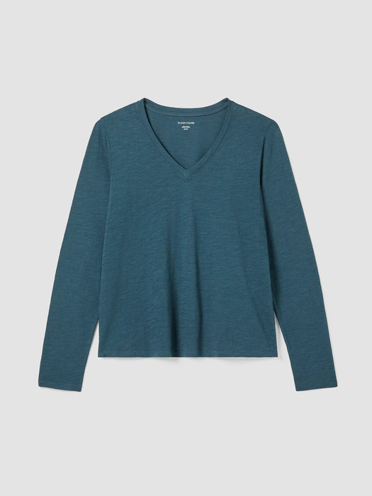 Organic Cotton Slub V-Neck Top