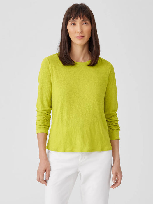 Organic Linen Jersey Crew Neck Top