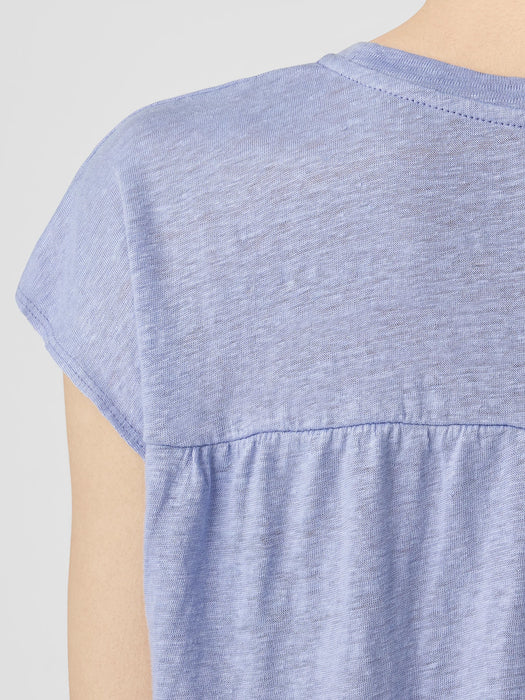 Organic Linen Jersey Shirred-Back Top