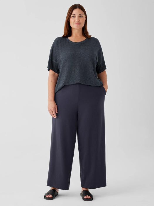 Pima Cotton Stretch Jersey Wide-Leg Pant