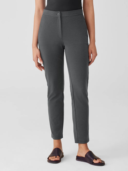 Cotton Blend Ponte High-Waisted Slim Pant