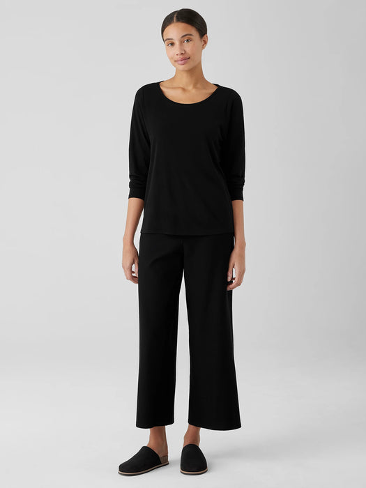 Stretch Silk Jersey Scoop Neck Top