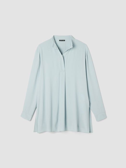 Silk Georgette Crepe Stand Collar Top