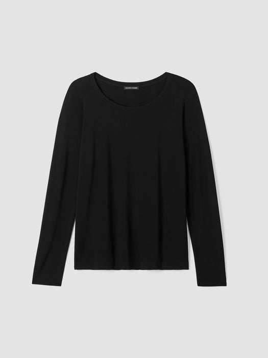 Stretch Silk Jersey Scoop Neck Top