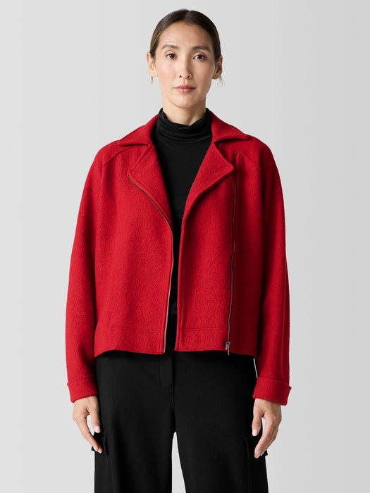 Lightweight Boiled Wool Motorcycle Jacket in Regenerative Wool