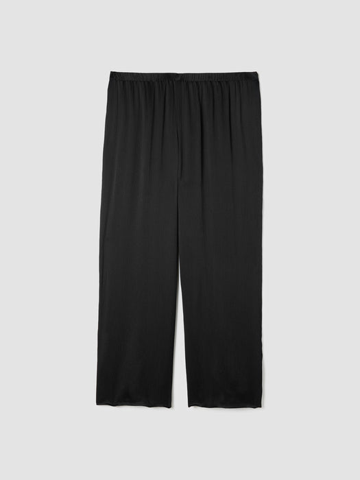 Striated Silk Satin Straight Pant