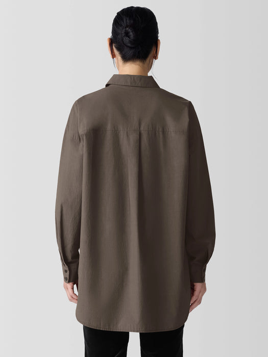 Washed Organic Cotton Poplin Classic Collar Long Shirt