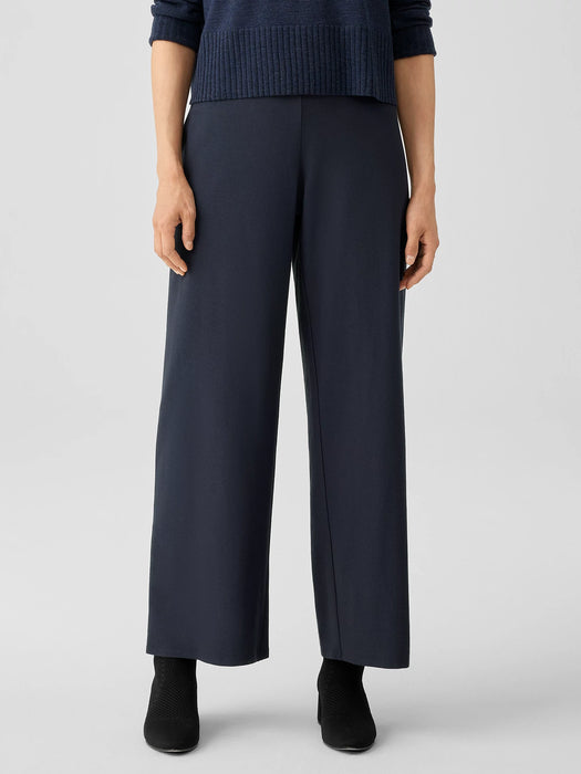 Washable Stretch Crepe High-Waisted Wide Pant