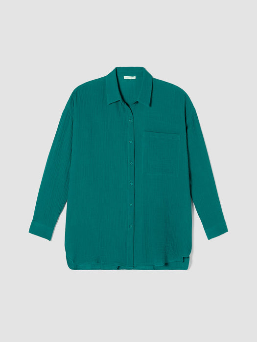 Organic Cotton Lofty Gauze Classic Collar Long Shirt