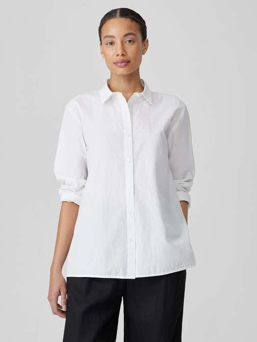 Washed Organic Cotton Poplin Classic Collar Shirt