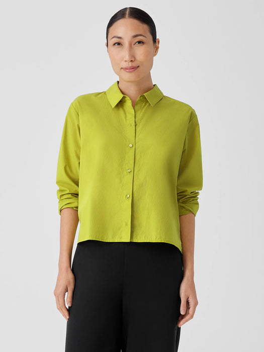 Washed Organic Cotton Poplin Classic Collar Short Shirt