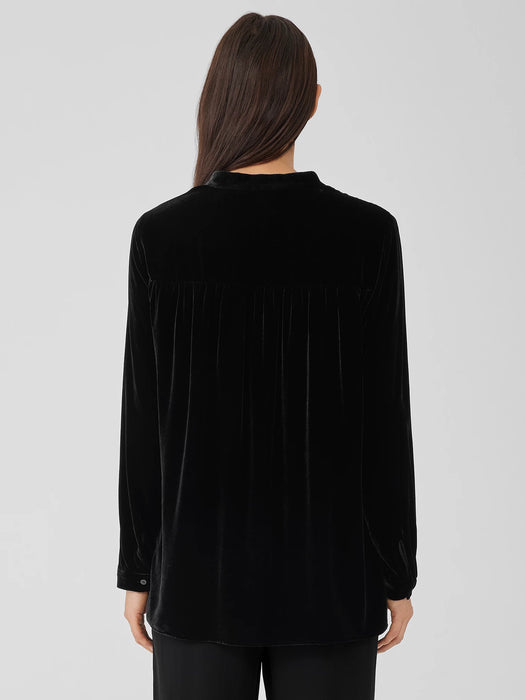 Velvet Band&nbsp;Collar Long Shirt