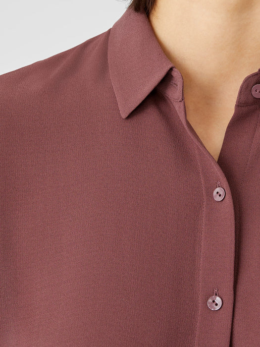 Silk Georgette Crepe Classic Collar Shirt