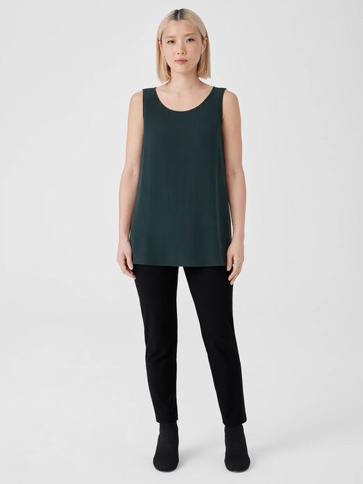 Silk Georgette Crepe&nbsp;Ballet Neck Long Tank
